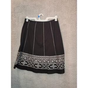 NWT Ann Taylor Women’s Size 6 Skirt- Lined - Black & White -Embroidered Circle